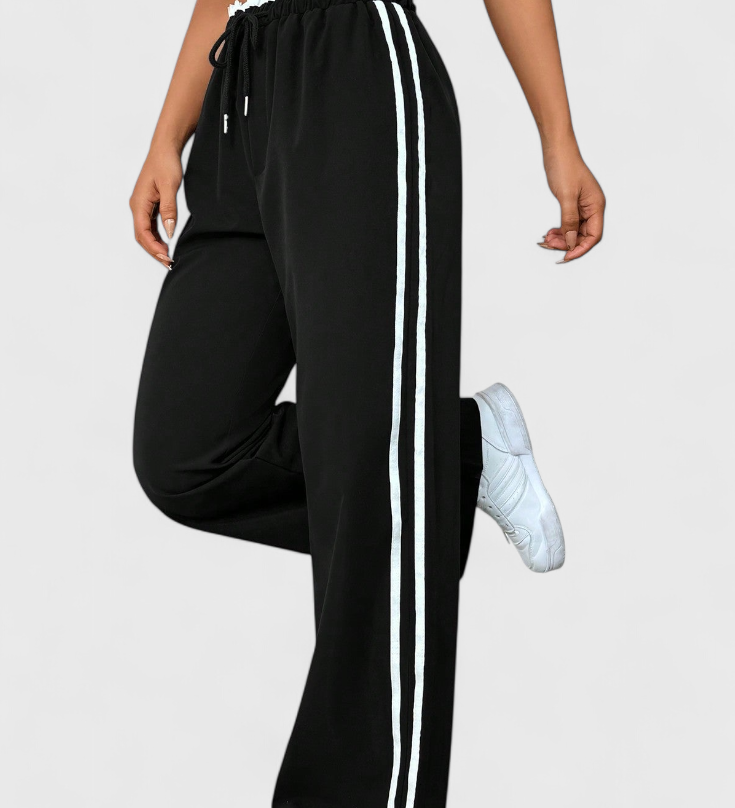 ALANYS | Pantalón Deportivo de Pierna Ancha con Detalle Lateral