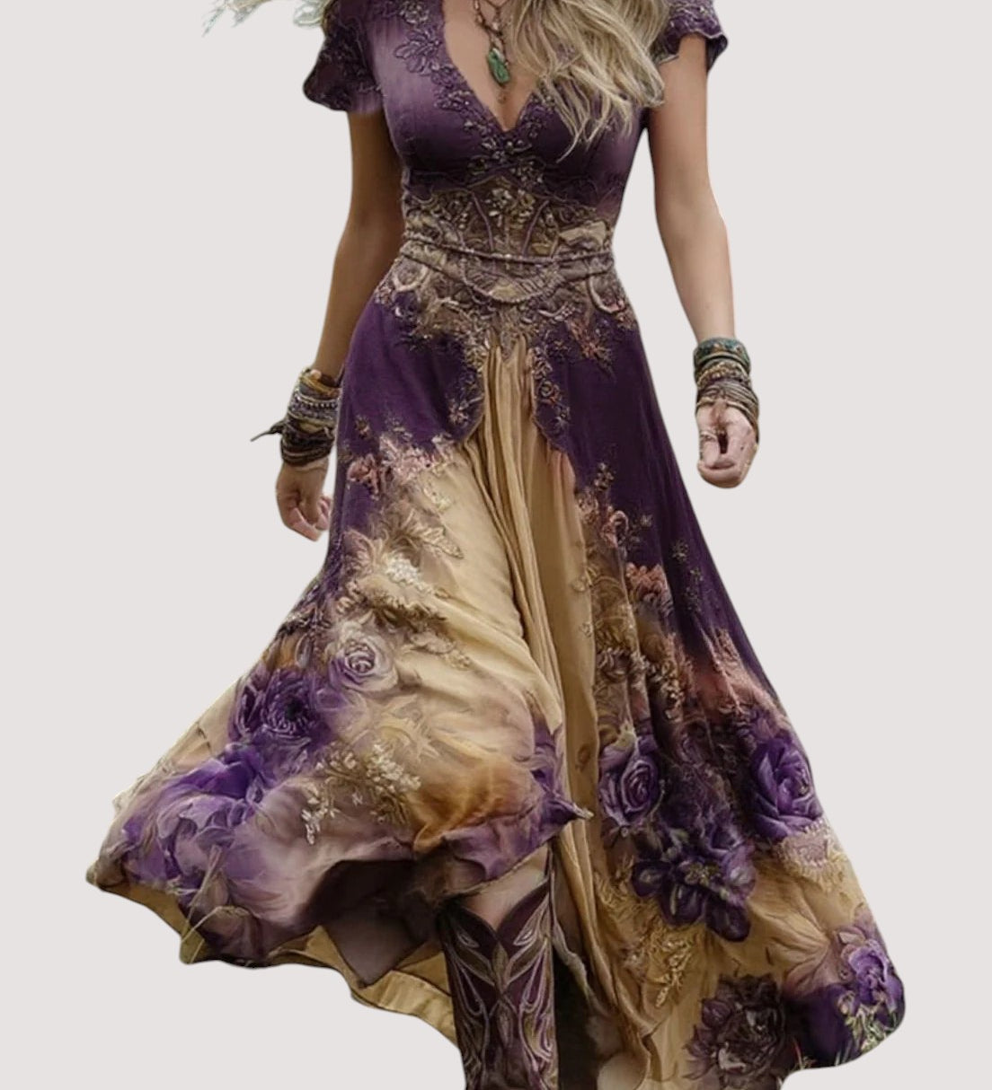 MARCINA | Vestido largo elegante con tonos florales