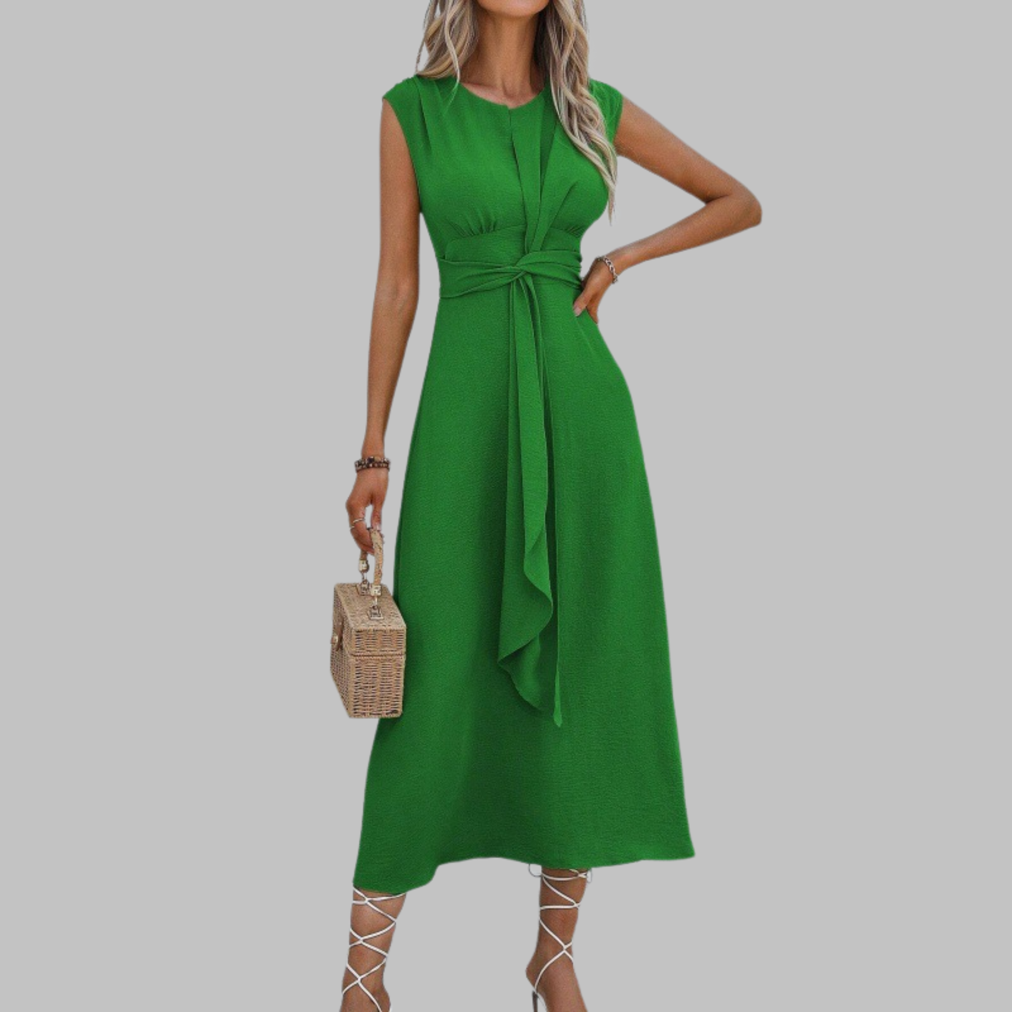 JESSICA | Vestido Maxi Sin Mangas con Cuello Redondo Elegante