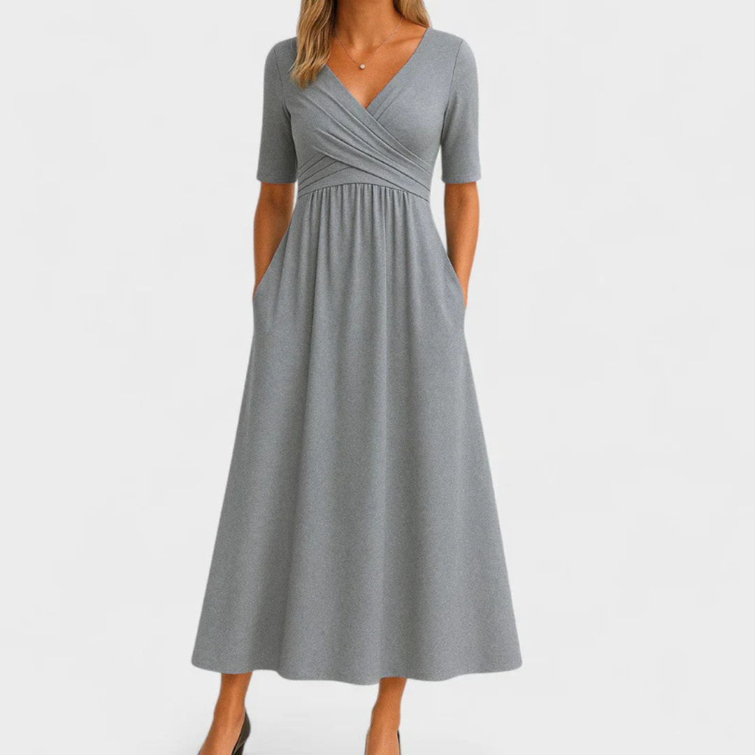 CHRYSTAL™ | Vestido cruzado con mangas cortas