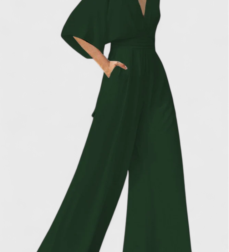 ISAURA™ | Mono Largo Elegante con Pierna Ancha y Escote en V