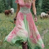MARCINA | Vestido largo elegante con tonos florales