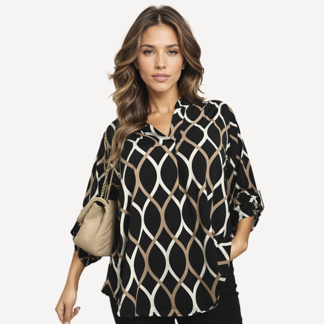 LAURA | Blusa Casual con Mangas Largas y Estampado Elegante