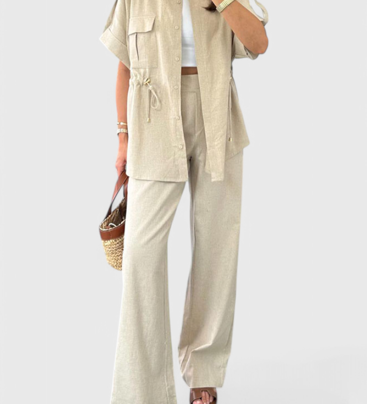 MARISOL | Conjunto de Blusa y Pantalones Sueltos de Dos Piezas