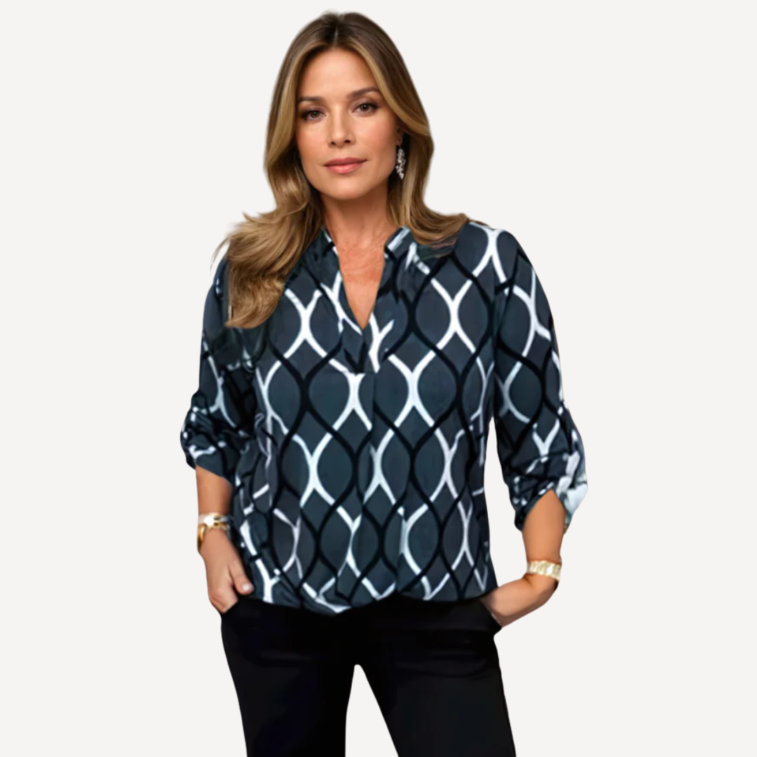 LAURA | Blusa Casual con Mangas Largas y Estampado Elegante
