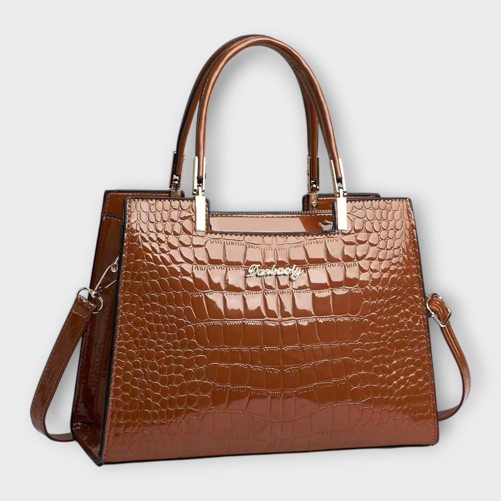 DEOLINDA™ | Bolso de mano con patrón brillante de cocodrilo