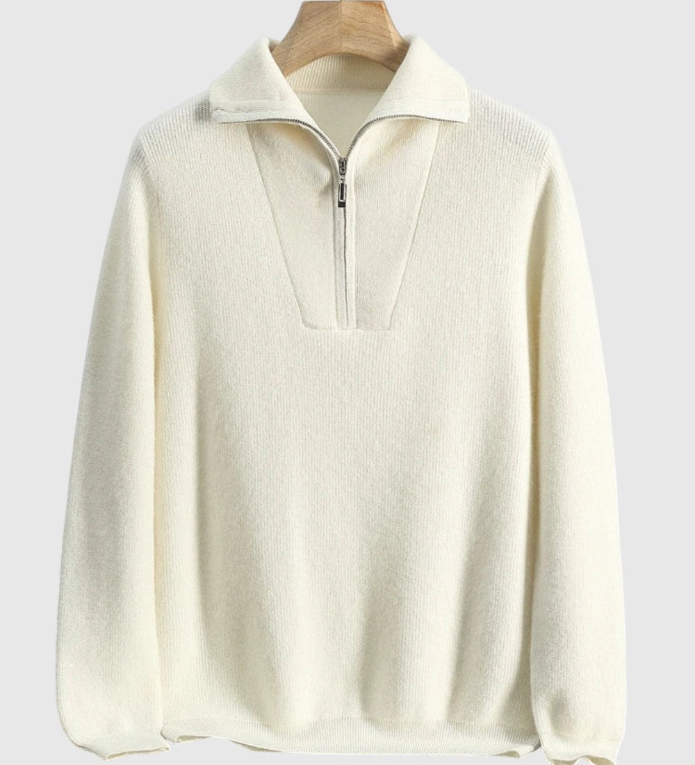 Libuše- Camisola Portofino z kašmíru s polovičním zipem