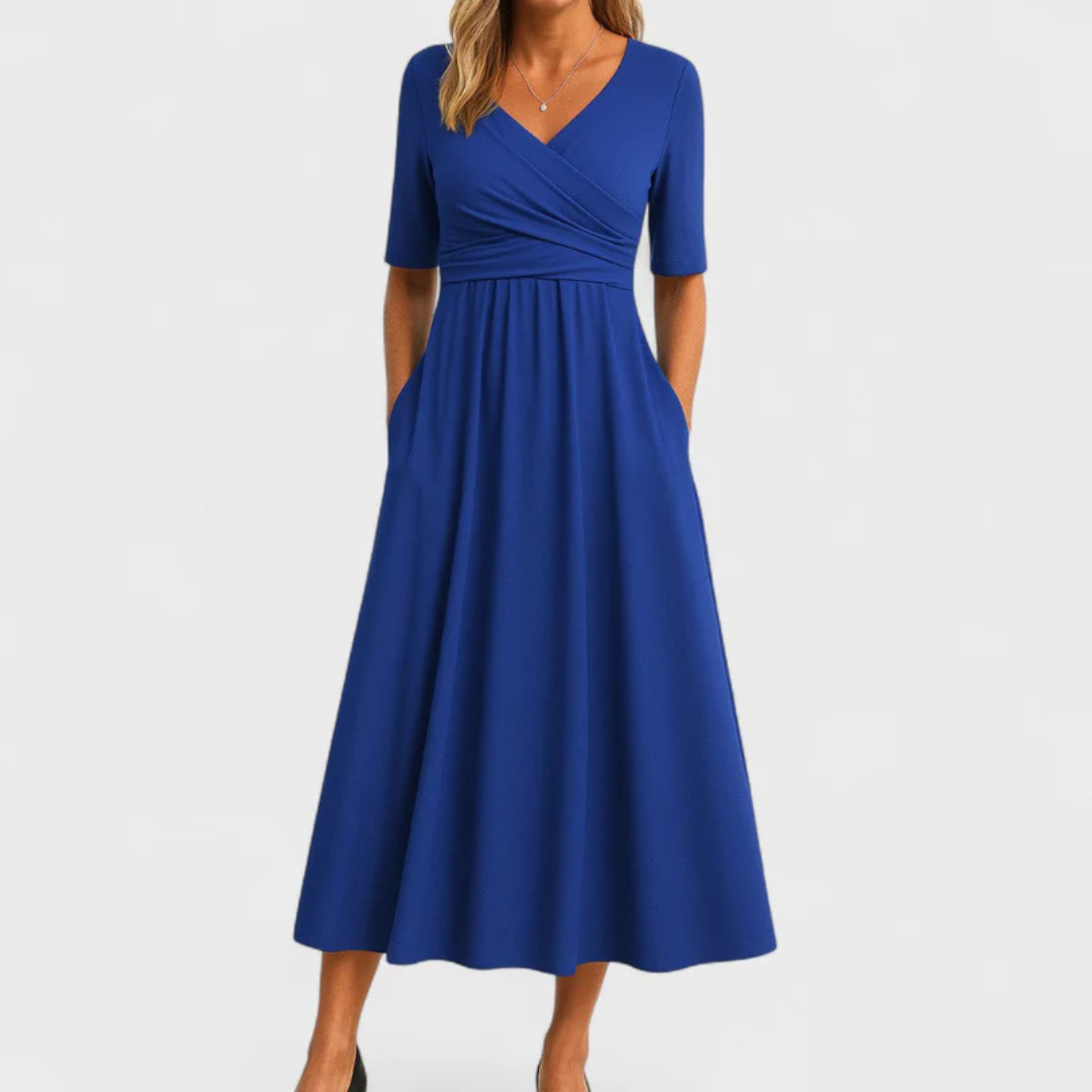 CHRYSTAL™ | Vestido cruzado con mangas cortas