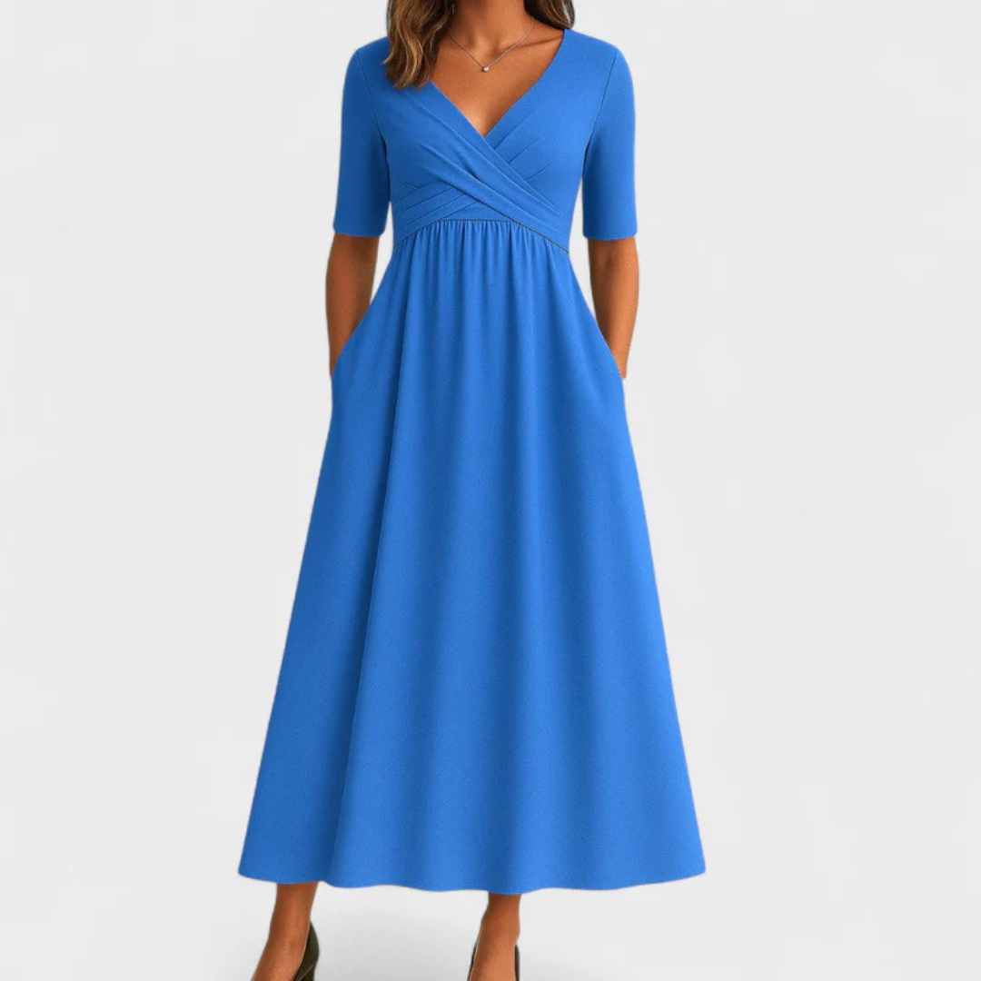 CHRYSTAL™ | Vestido cruzado con mangas cortas