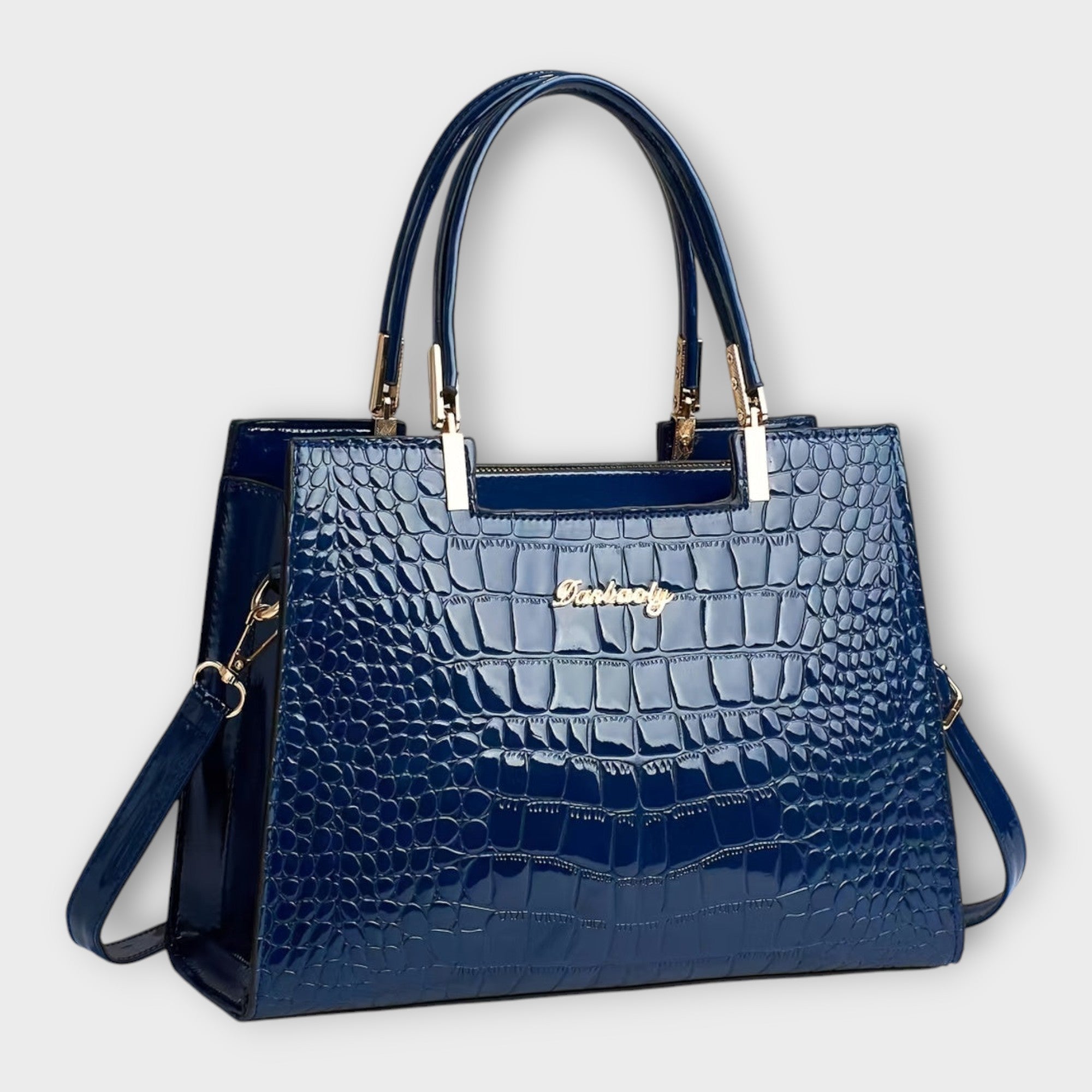 DEOLINDA™ | Bolso de mano con patrón brillante de cocodrilo