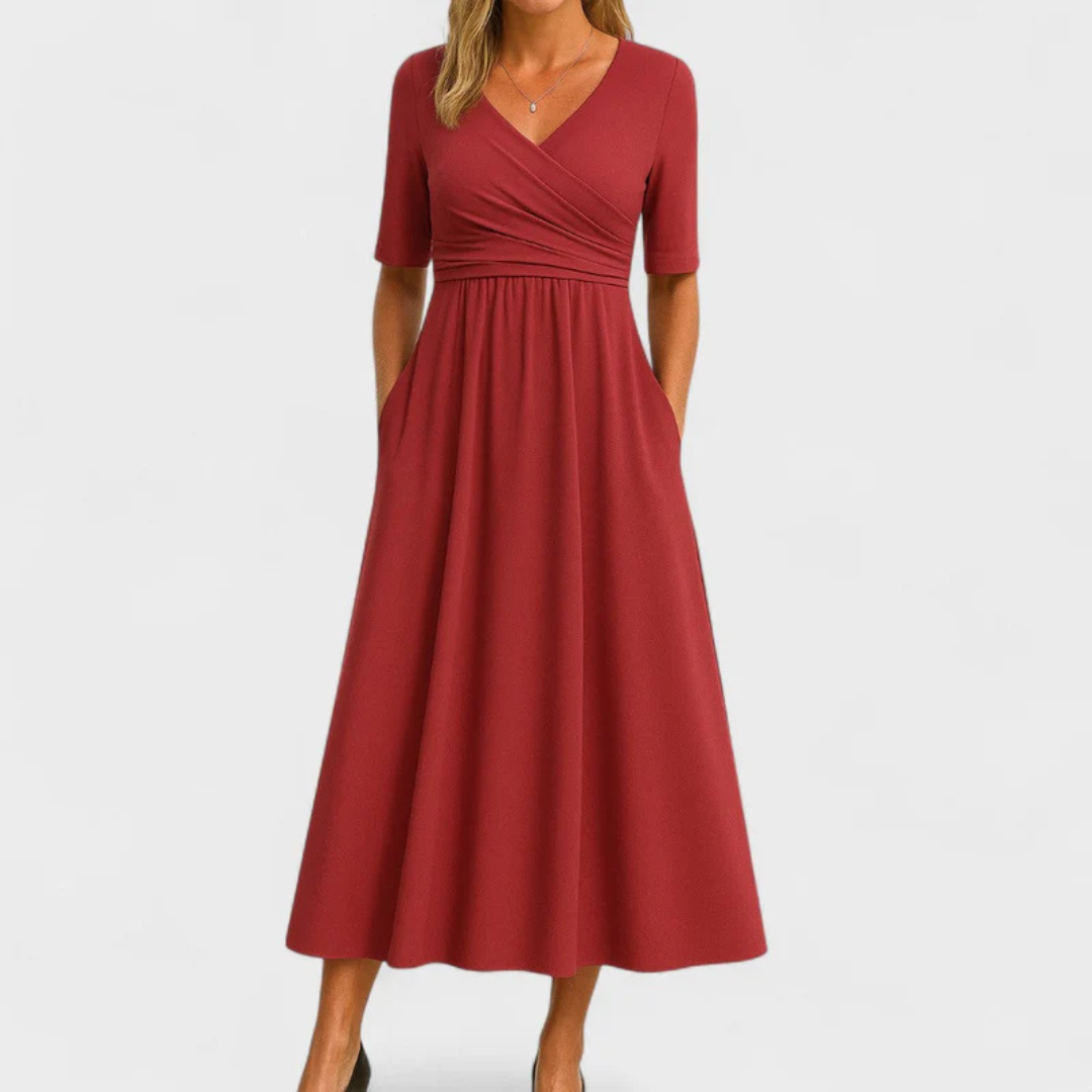 CHRYSTAL™ | Vestido cruzado con mangas cortas