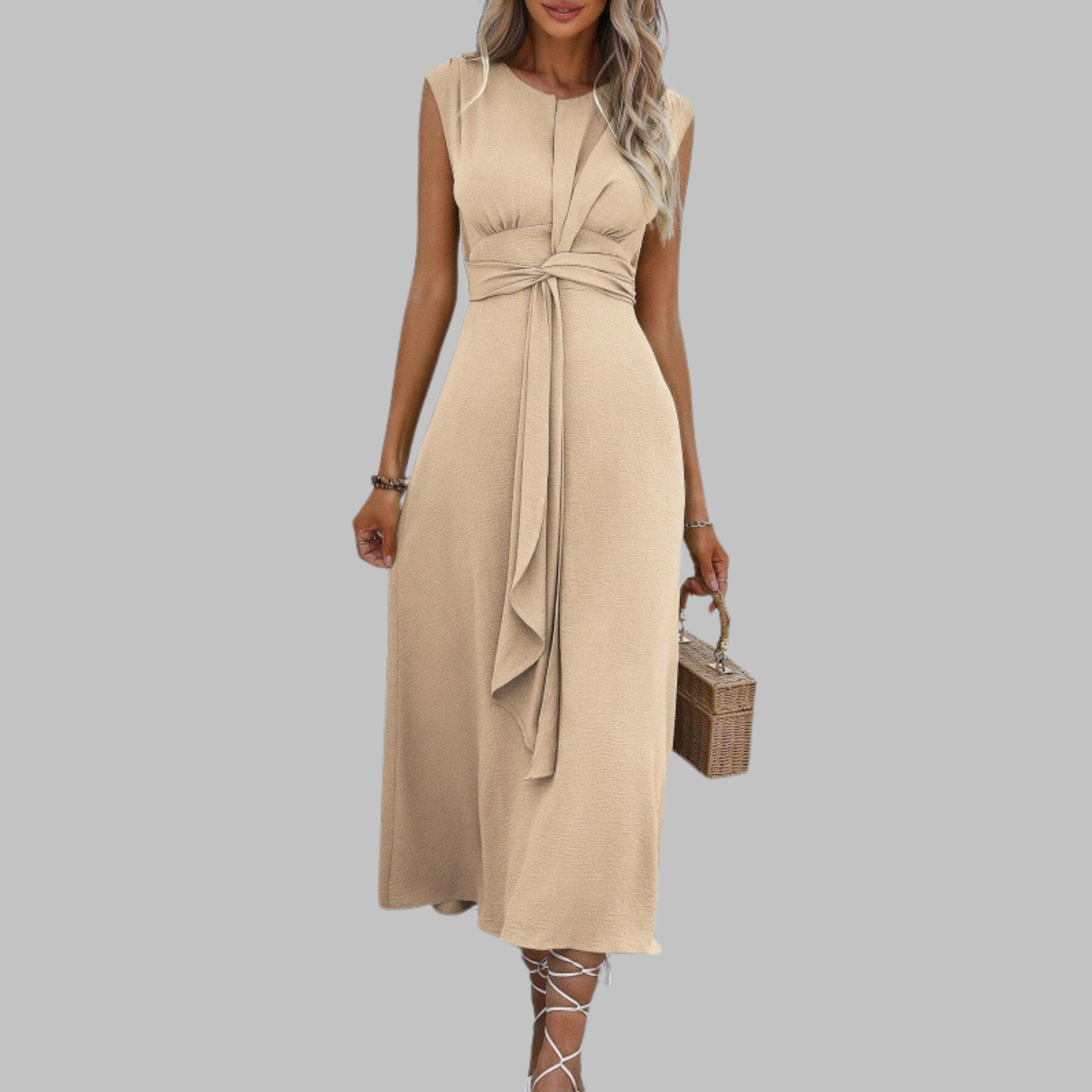 JESSICA | Vestido Maxi Sin Mangas con Cuello Redondo Elegante