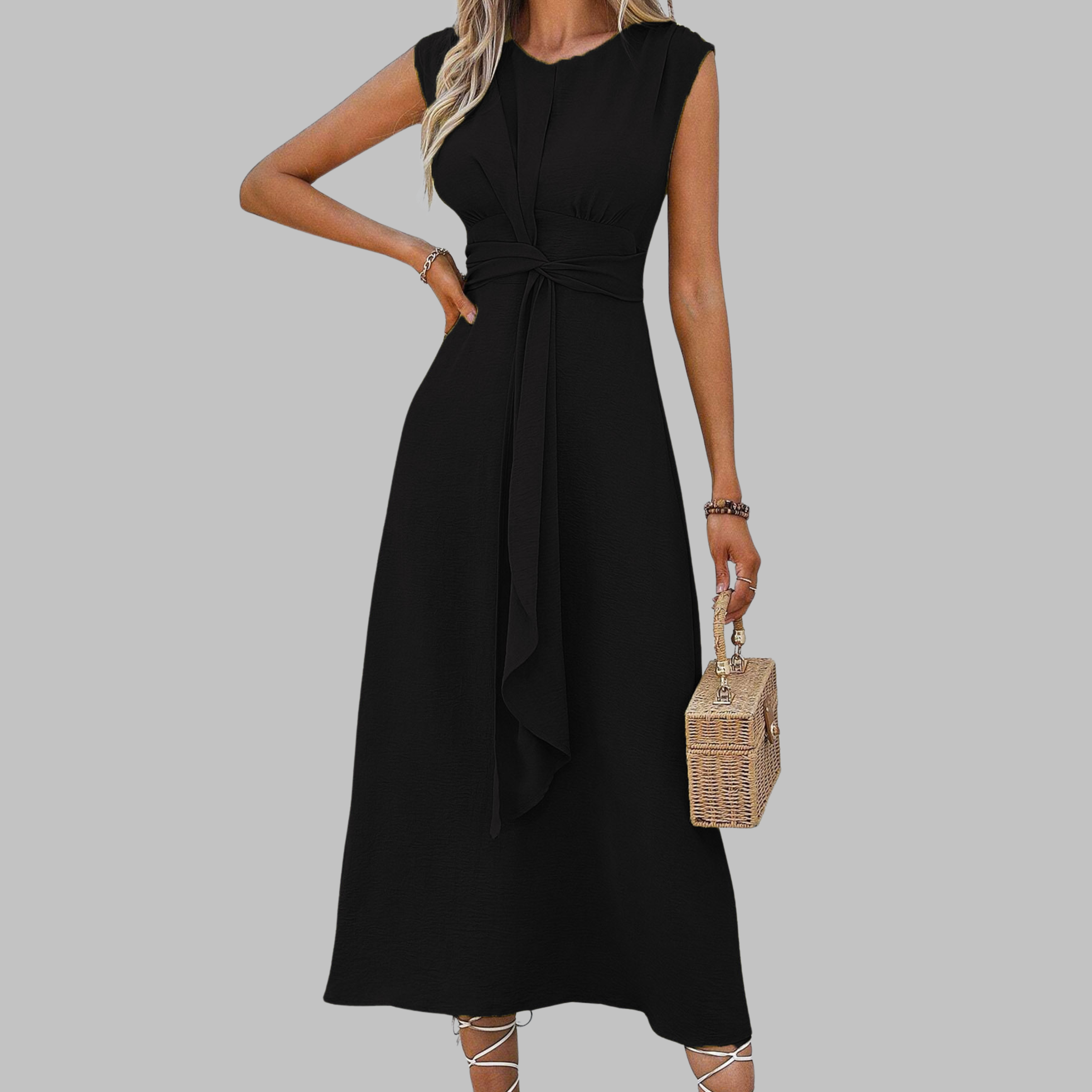 JESSICA | Vestido Maxi Sin Mangas con Cuello Redondo Elegante