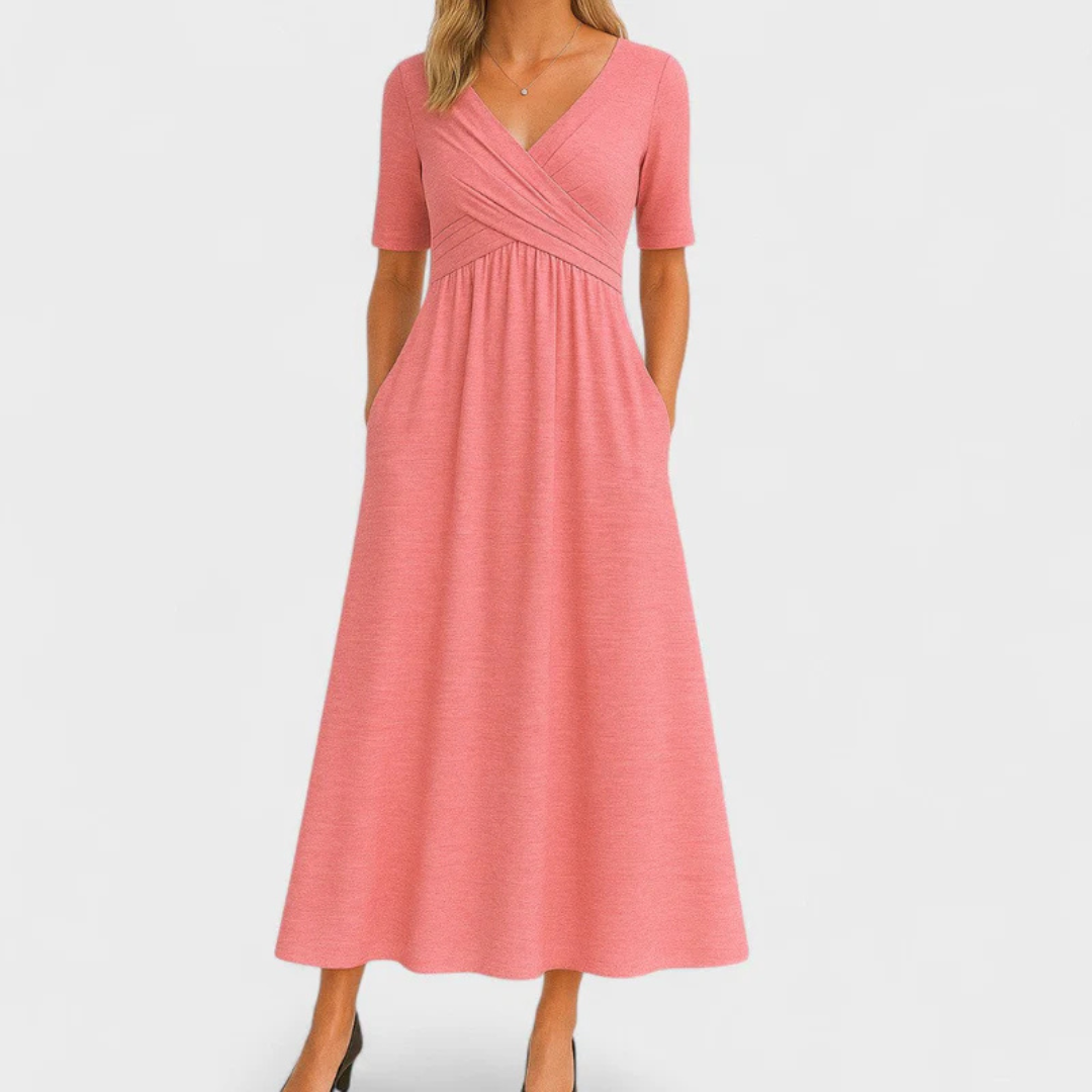 CHRYSTAL™ | Vestido cruzado con mangas cortas