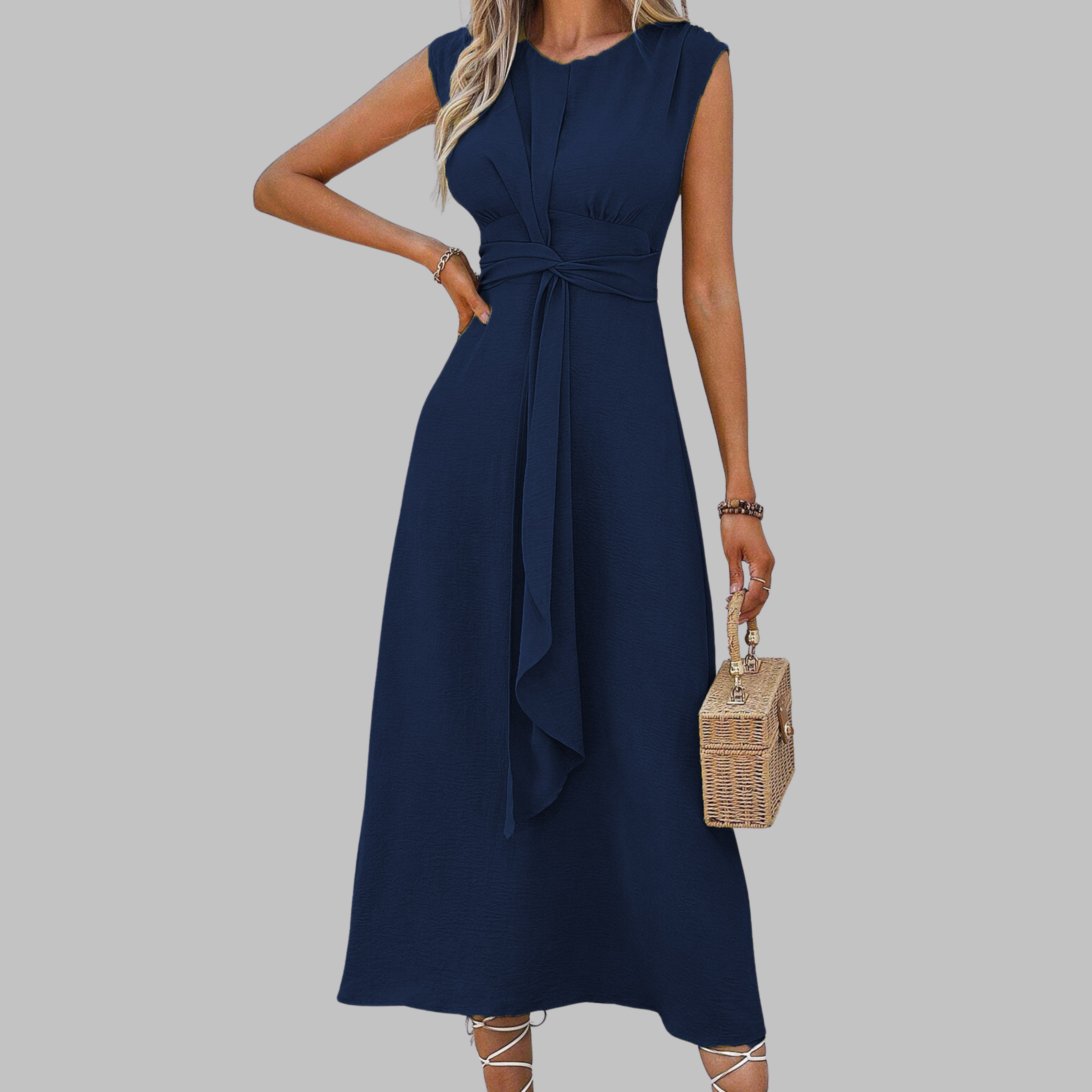 JESSICA | Vestido Maxi Sin Mangas con Cuello Redondo Elegante