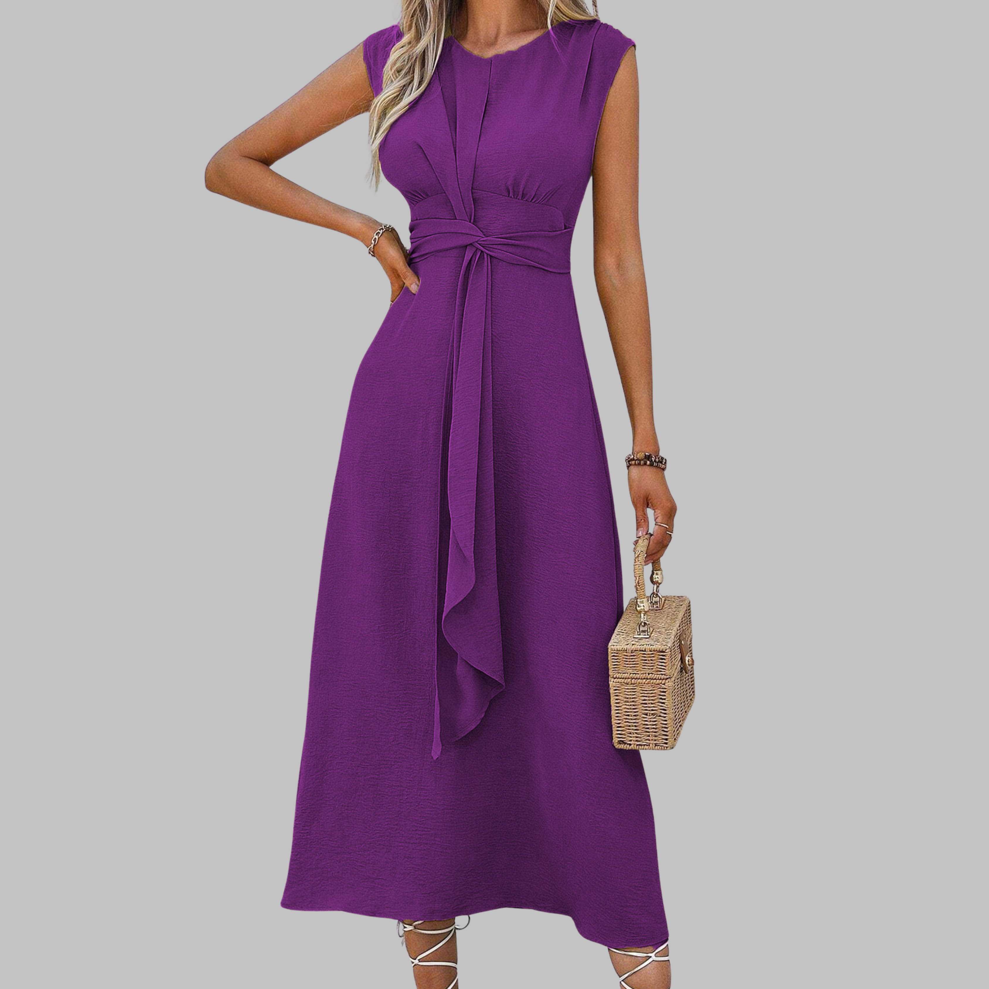 JESSICA | Vestido Maxi Sin Mangas con Cuello Redondo Elegante