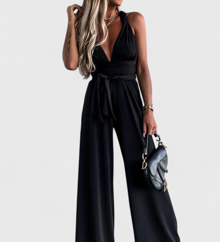 IVANA™ | Mono de Pierna Ancha con Espalda Cruzada