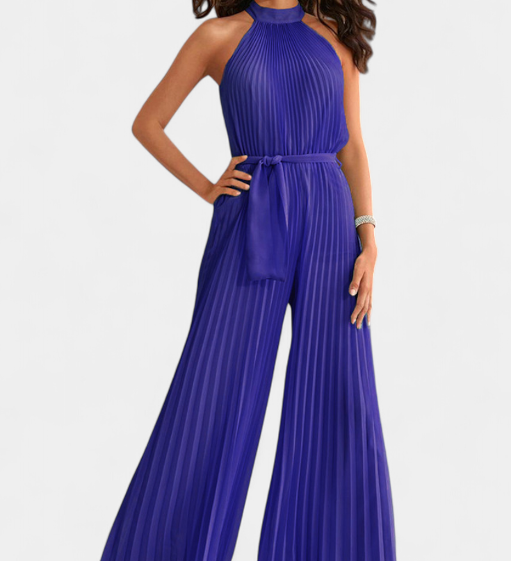 PATRIZIA™ | Mono Palazzo Plisado con Cuello Halter