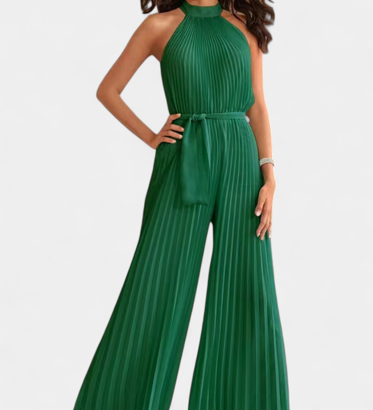 PATRIZIA™ | Mono Palazzo Plisado con Cuello Halter