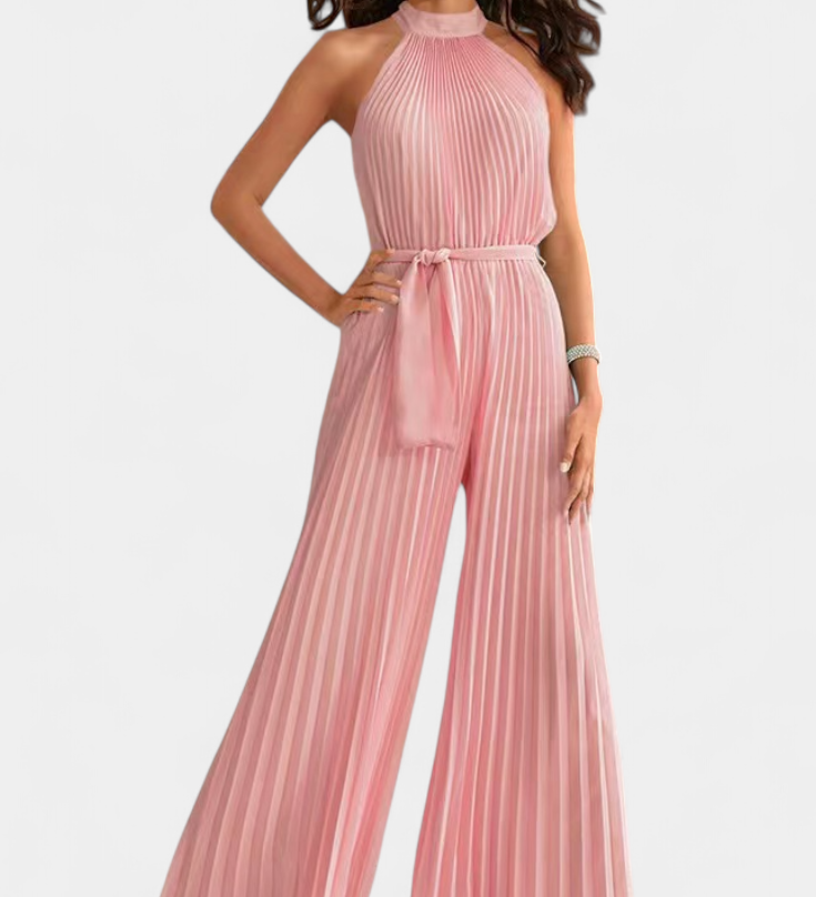 PATRIZIA™ | Mono Palazzo Plisado con Cuello Halter