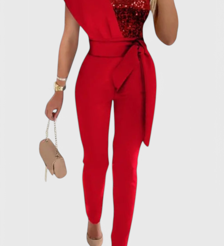 LAYLA™ | Mono de Lentejuelas de Un Solo Hombro