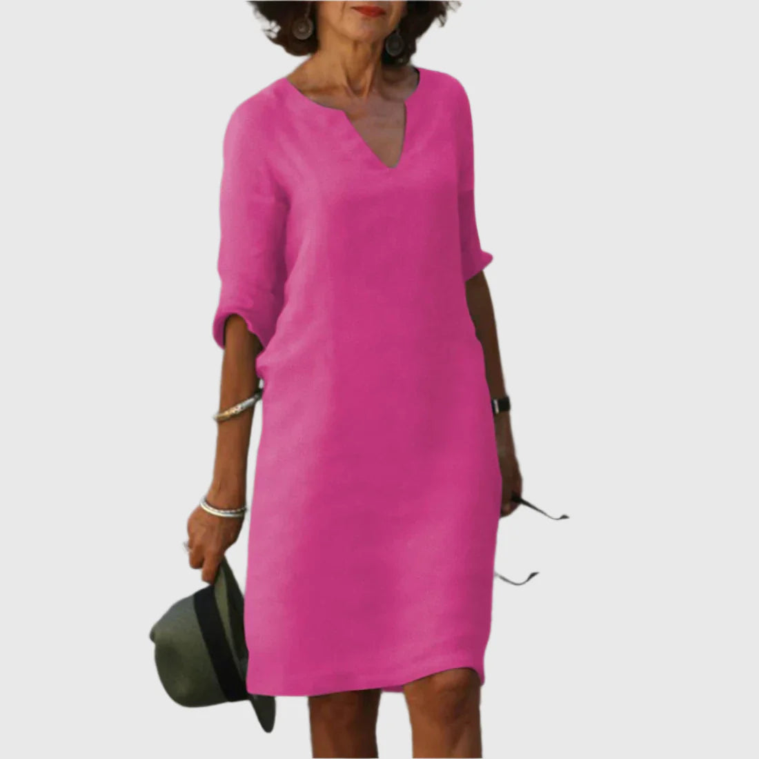 DEBORAH™ | Vestido mini con escote en V y mangas 3/4