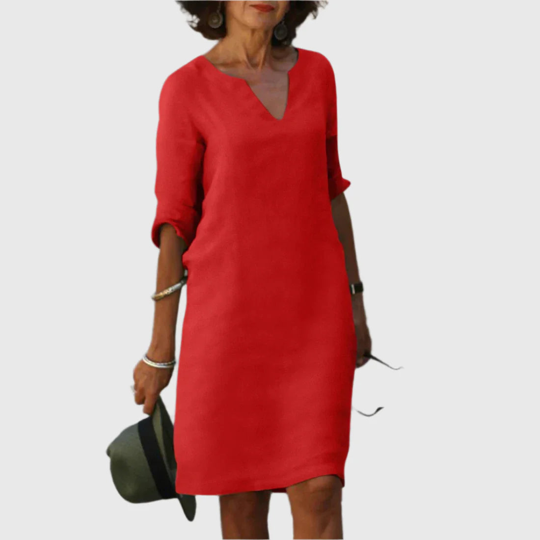 DEBORAH™ | Vestido mini con escote en V y mangas 3/4