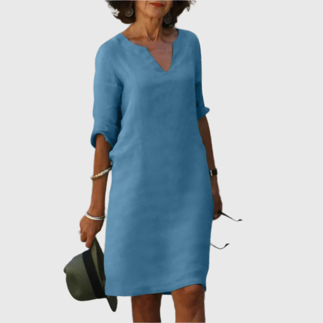 DEBORAH™ | Vestido mini con escote en V y mangas 3/4