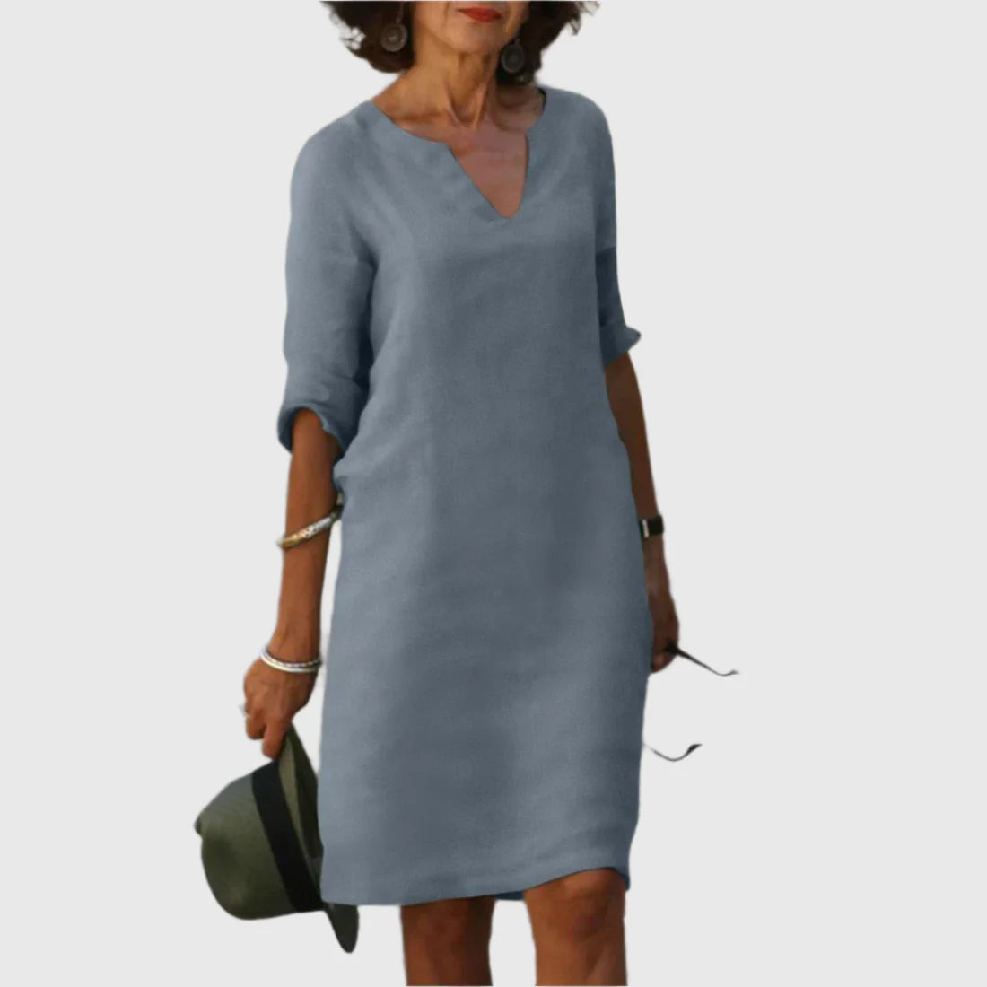 DEBORAH™ | Vestido mini con escote en V y mangas 3/4