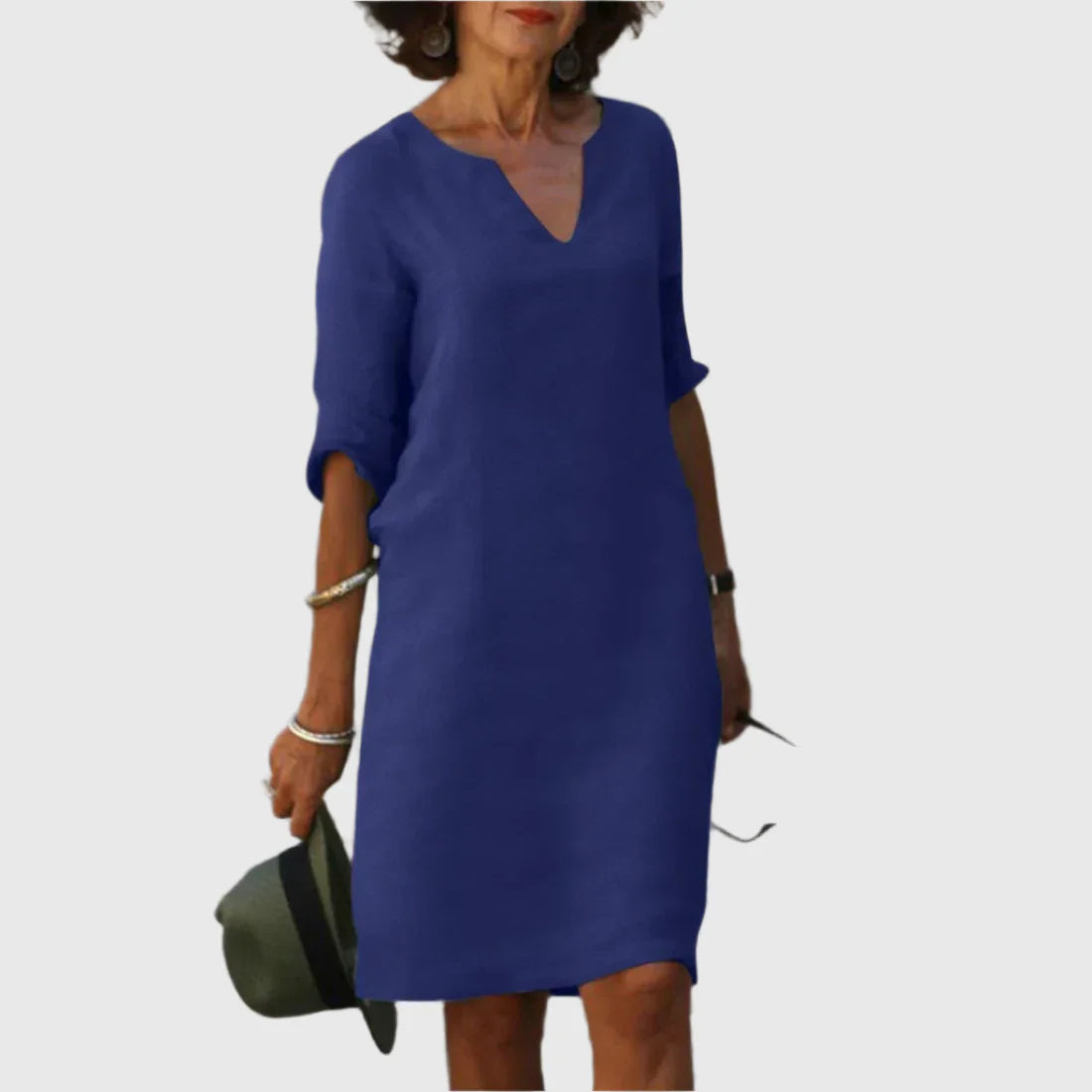 DEBORAH™ | Vestido mini con escote en V y mangas 3/4