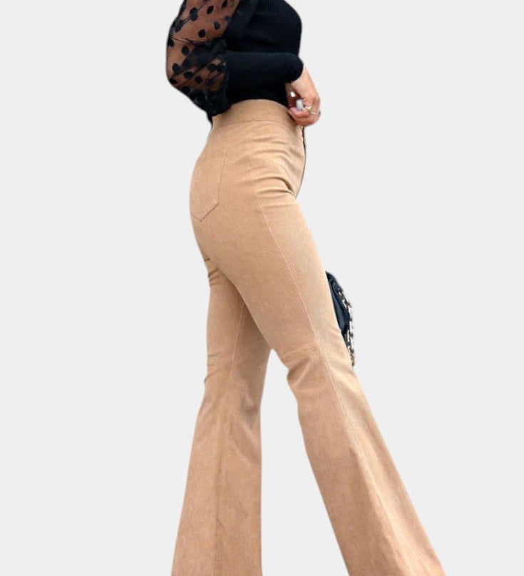 KIARA | Pantalones de Terciopelo de Pierna Ancha de Cintura Alta