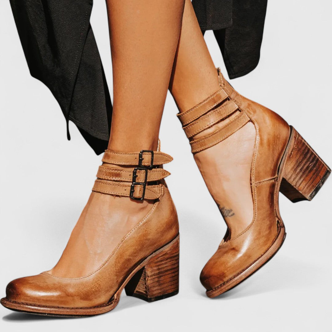 Eleanor | Tacones Vintage Ortopédicos con Correa en el Tobillo