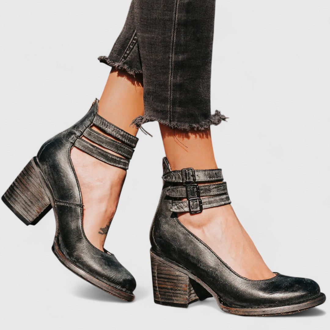 Eleanor | Tacones Vintage Ortopédicos con Correa en el Tobillo
