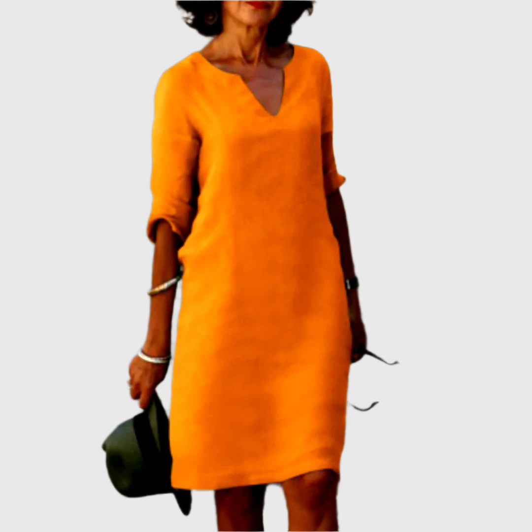DEBORAH™ | Vestido mini con escote en V y mangas 3/4