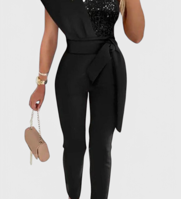 LAYLA™ | Mono de Lentejuelas de Un Solo Hombro