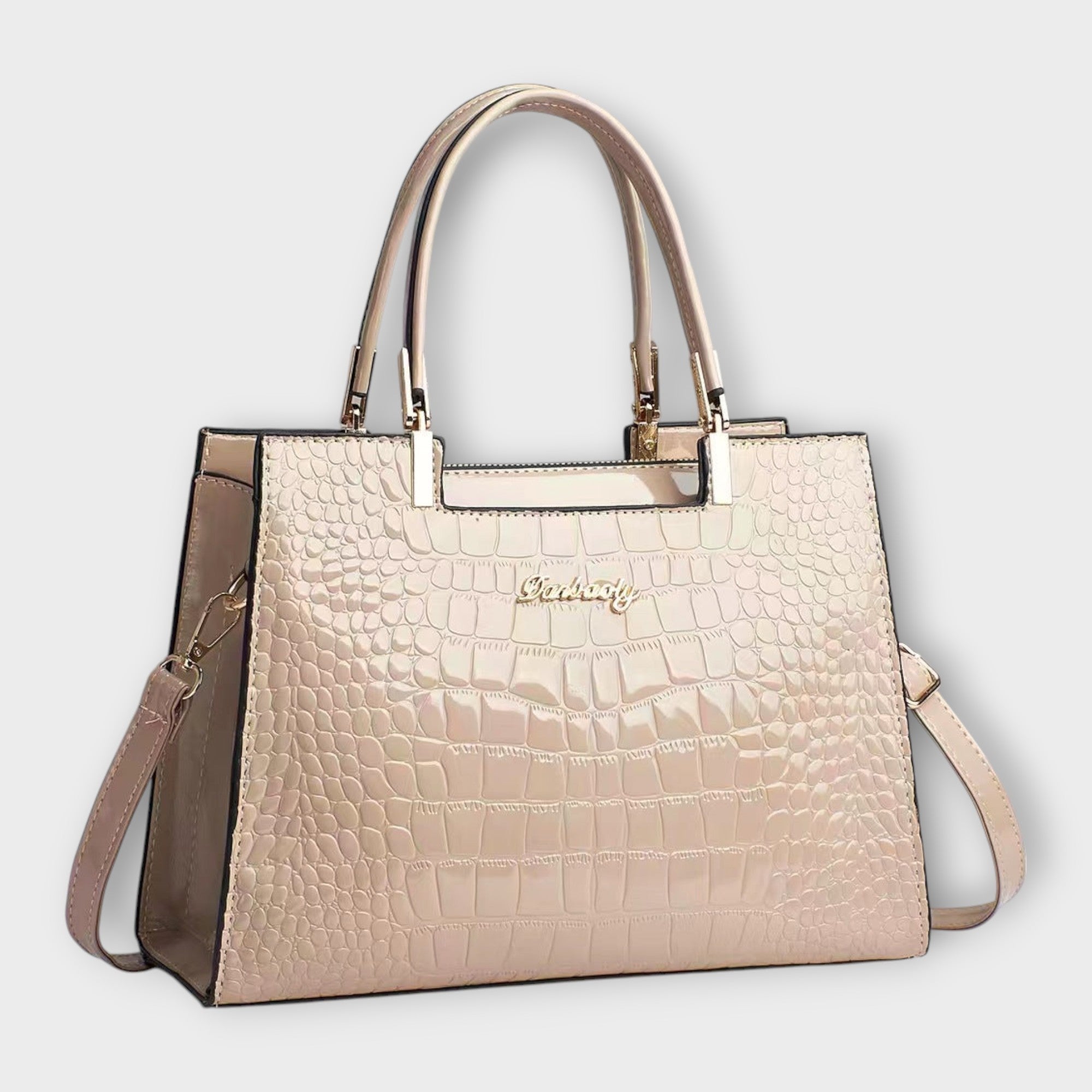DEOLINDA™ | Bolso de mano con patrón brillante de cocodrilo