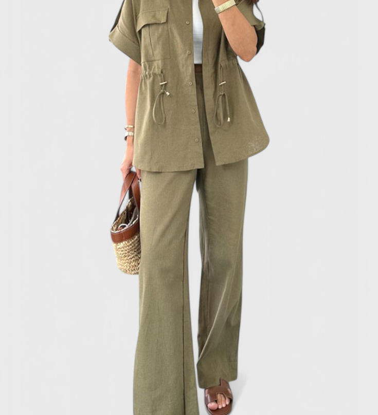 MARISOL | Conjunto de Blusa y Pantalones Sueltos de Dos Piezas