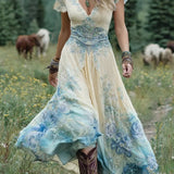 MARCINA | Vestido largo elegante con tonos florales