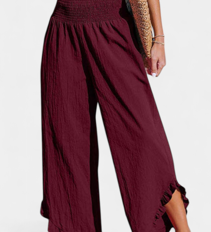 JUSTINA | Pantalón Palazzo con Volantes y Talle Alto