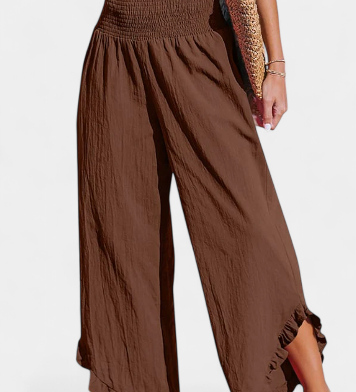 JUSTINA | Pantalón Palazzo con Volantes y Talle Alto