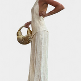 CRISTINA | Conjunto Chic de Top Asimétrico y Pantalón Suelto Plisado