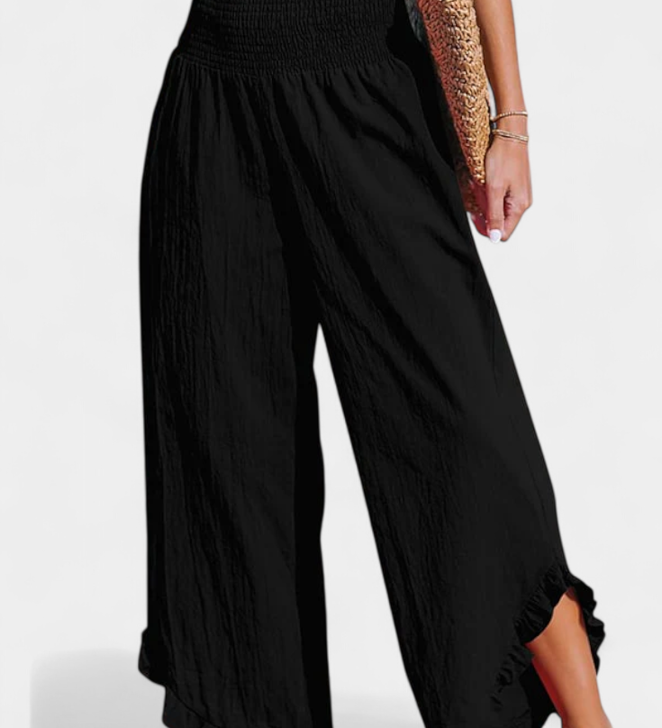 JUSTINA | Pantalón Palazzo con Volantes y Talle Alto