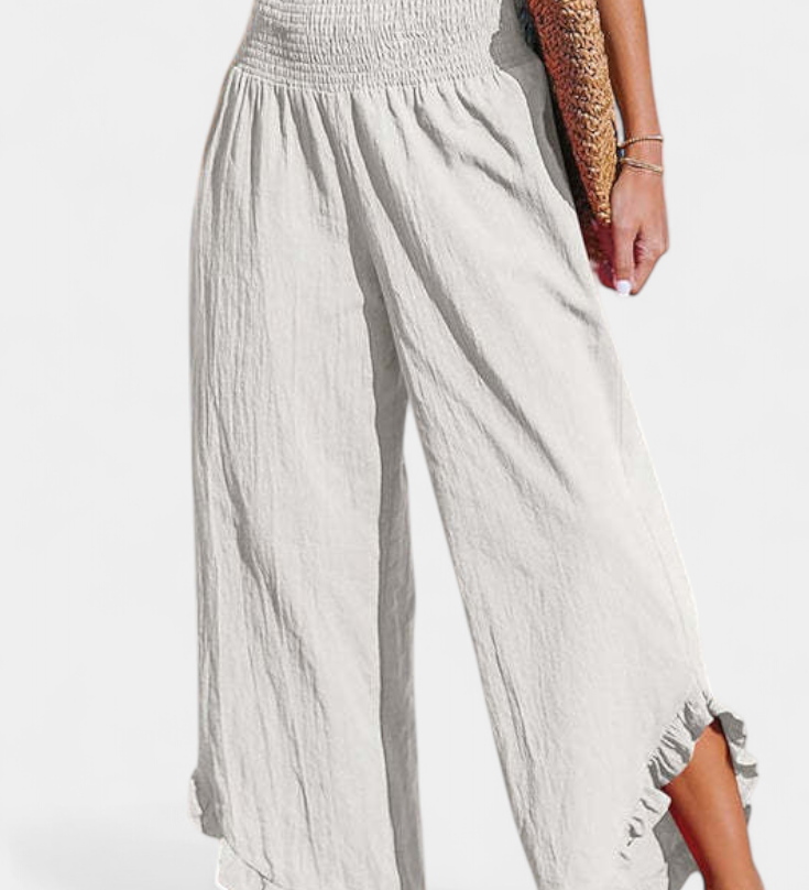 JUSTINA | Pantalón Palazzo con Volantes y Talle Alto