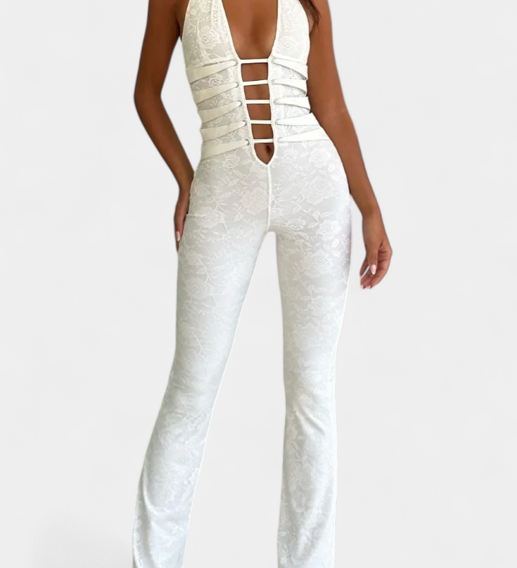 KENDRA™ | Mono Halter de Encaje con Espalda Ajustable