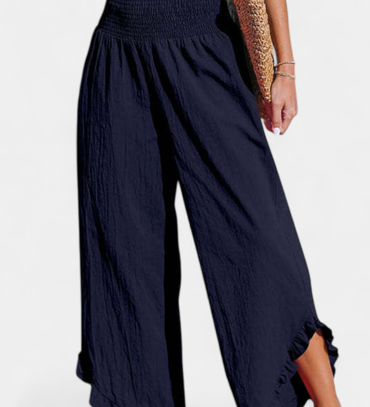 JUSTINA | Pantalón Palazzo con Volantes y Talle Alto
