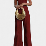 CRISTINA | Conjunto Chic de Top Asimétrico y Pantalón Suelto Plisado