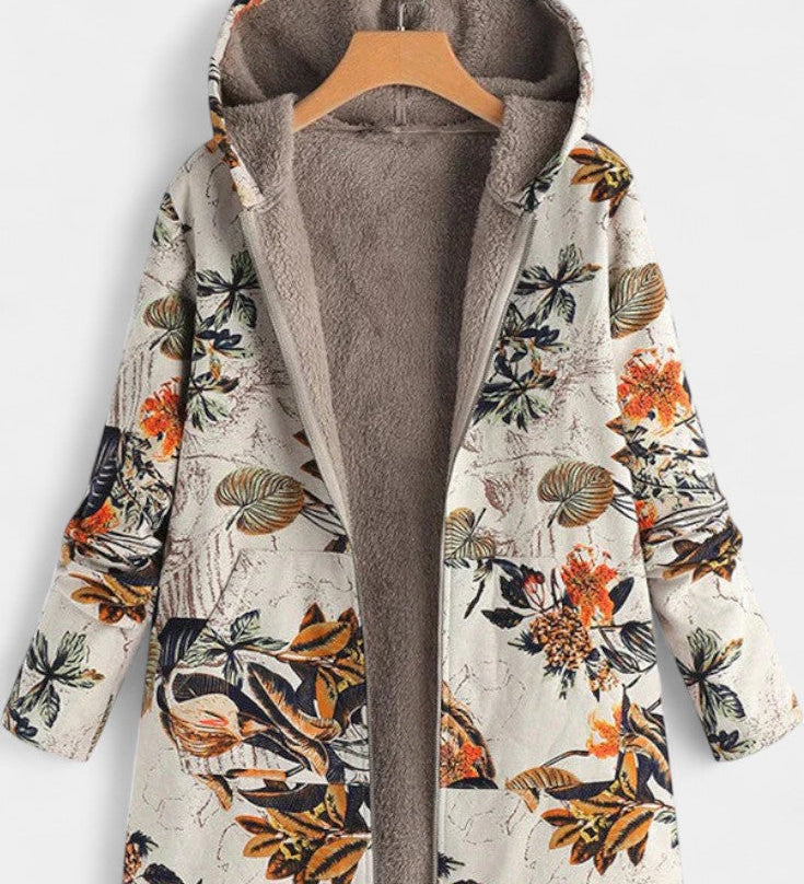 APRIL | Abrigo Floral de Invierno con Capucha