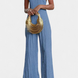 CRISTINA | Conjunto Chic de Top Asimétrico y Pantalón Suelto Plisado