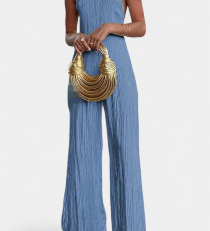 CRISTINA | Conjunto Chic de Top Asimétrico y Pantalón Suelto Plisado