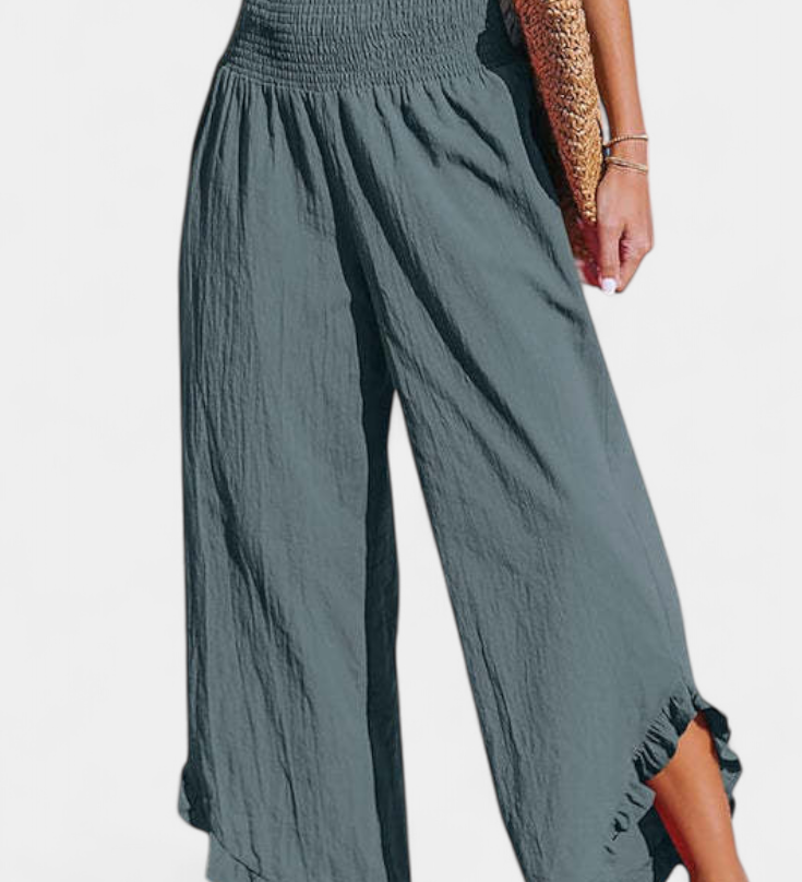 JUSTINA | Pantalón Palazzo con Volantes y Talle Alto